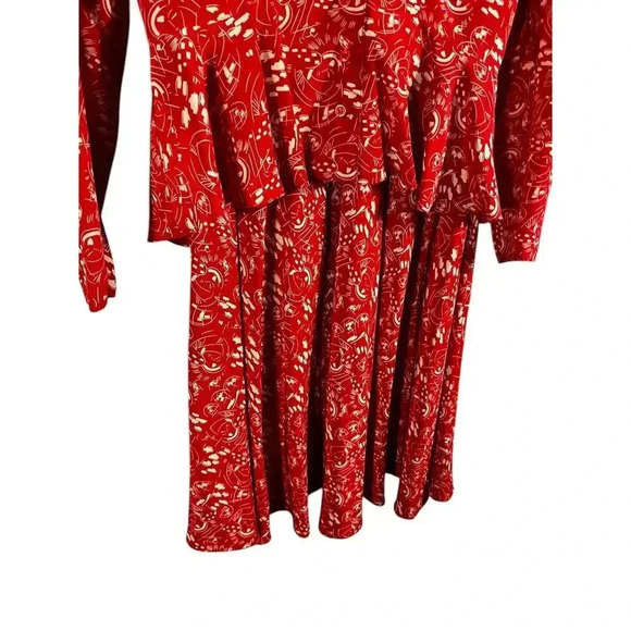 Vintage Argenti Women’s 100% Silk 2 Piece Button Blouse And Midi Skirt Red M - Picture 3 of 9